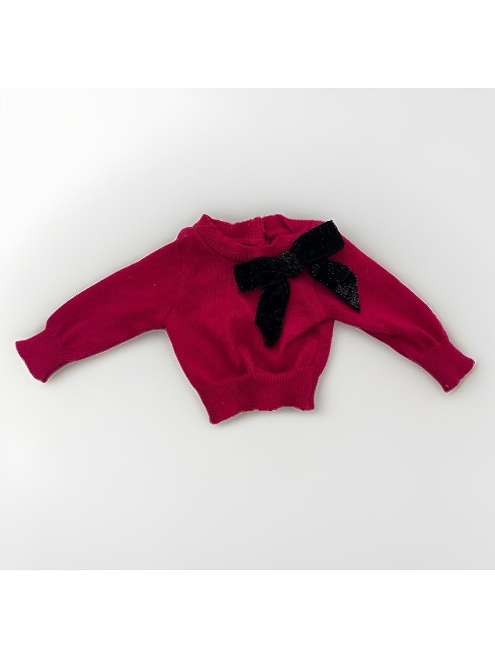American Girl Doll Sparkle Bow Fine Knit Sweater Holiday Berry Pink & Black EUC